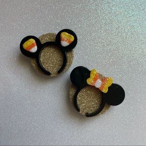 Set of 2 Resin Candy Corn Halloween Mickey Mouse Ears Magnets